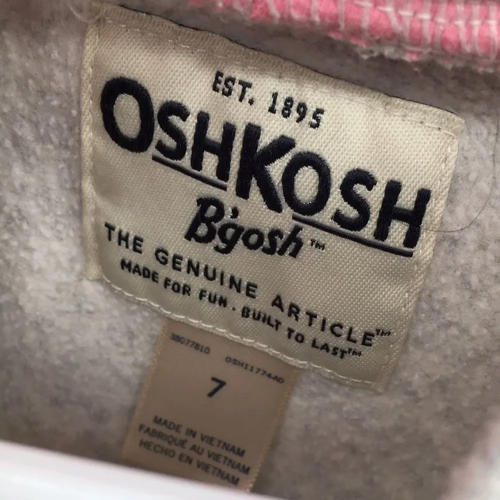 Oshkosh Girls' Gray Hooded Sweatshirt with Pink Lining and Unicorn Pocket 7